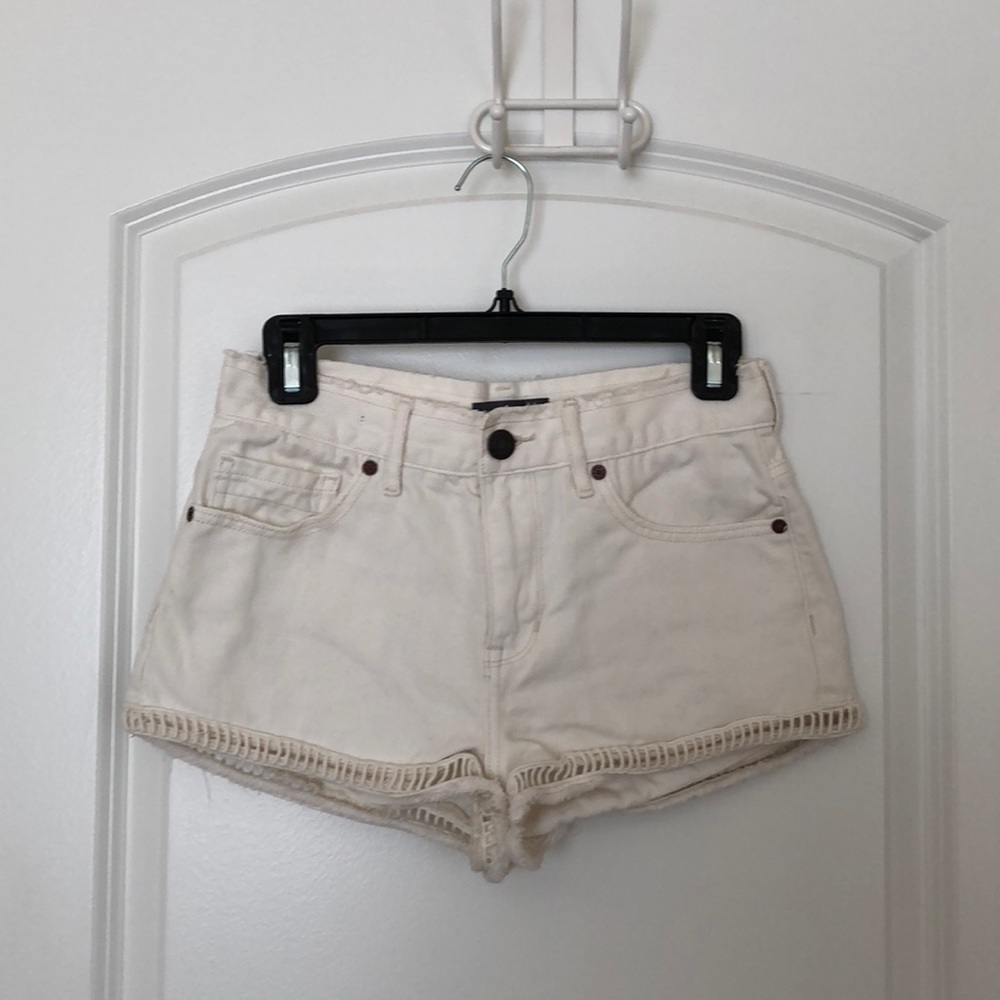 Cream jean shorts